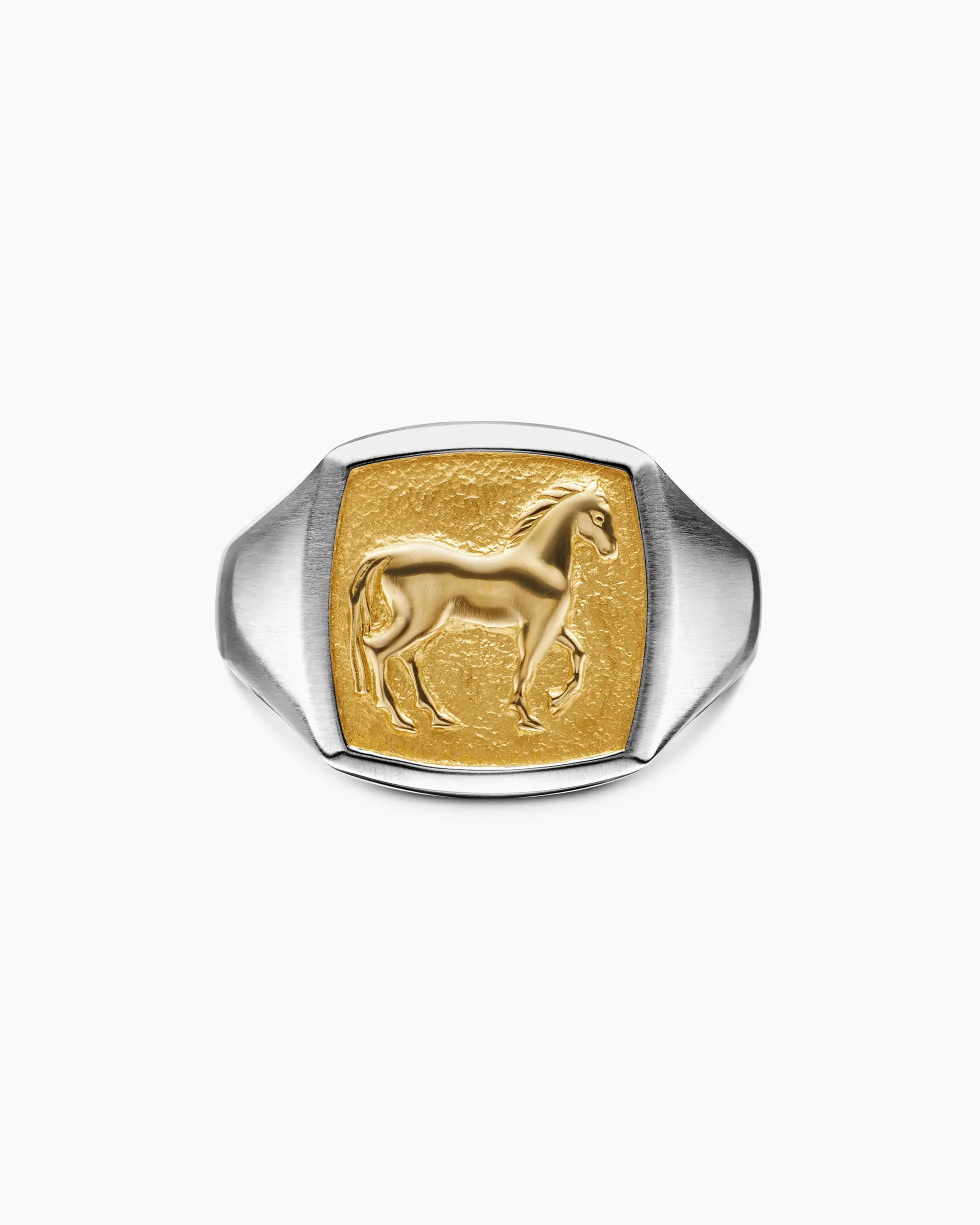 Petrvs® Horse Pinky Ring Sterling Silver with 18K Yellow Gold, 14.8mm