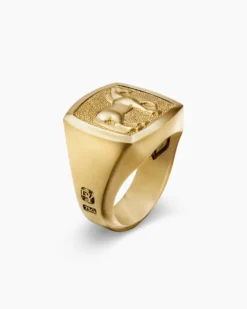 Petrvs® Horse Signet Ring 18K Yellow Gold, 18.3mm