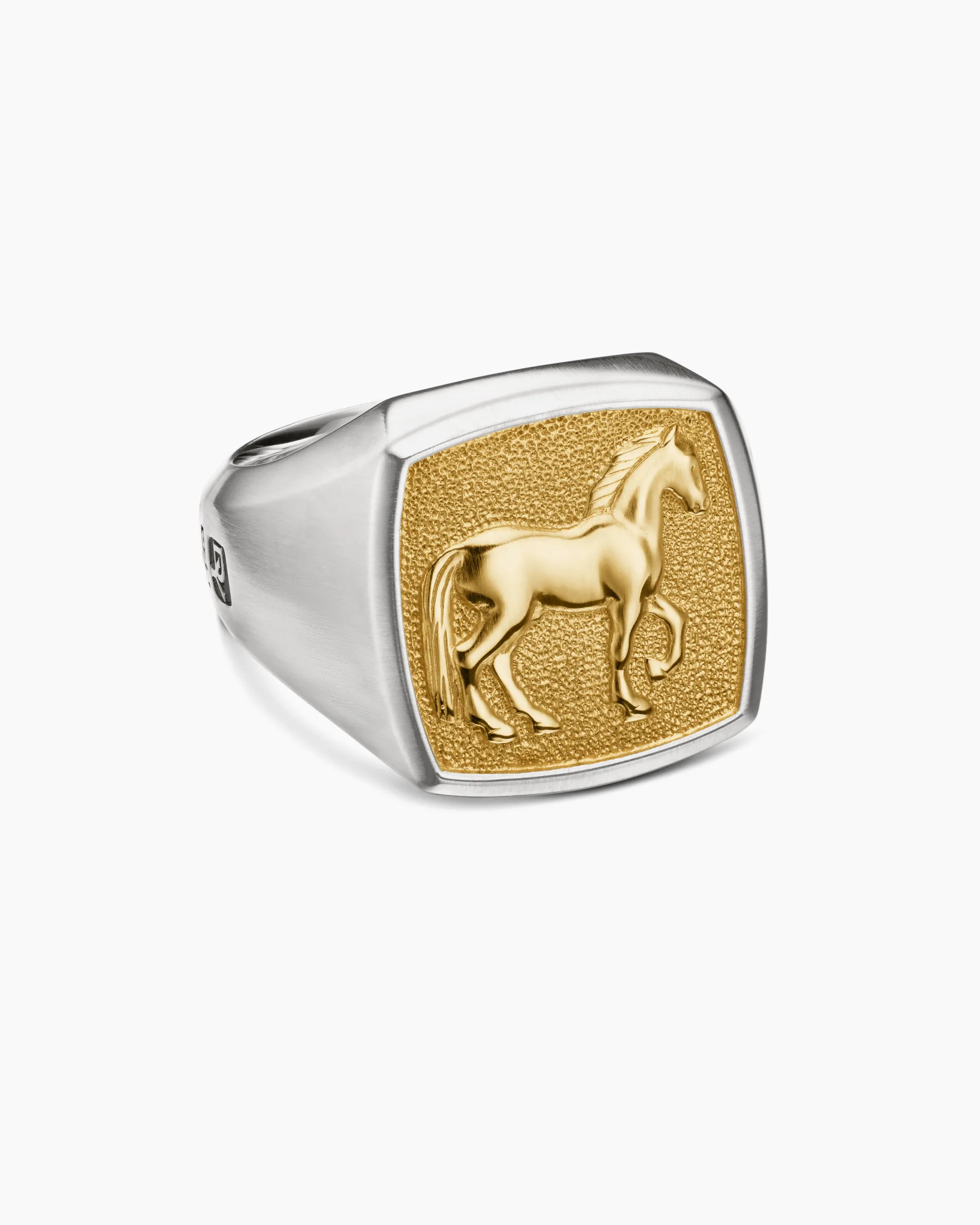 Petrvs® Horse Signet Ring Sterling Silver with 18K Yellow Gold, 18.3mm