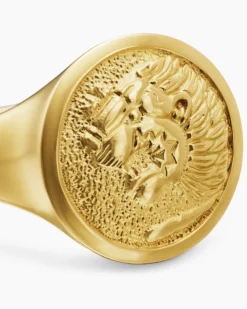 Petrvs® Lion Pinky Ring 18K Yellow Gold, 15mm