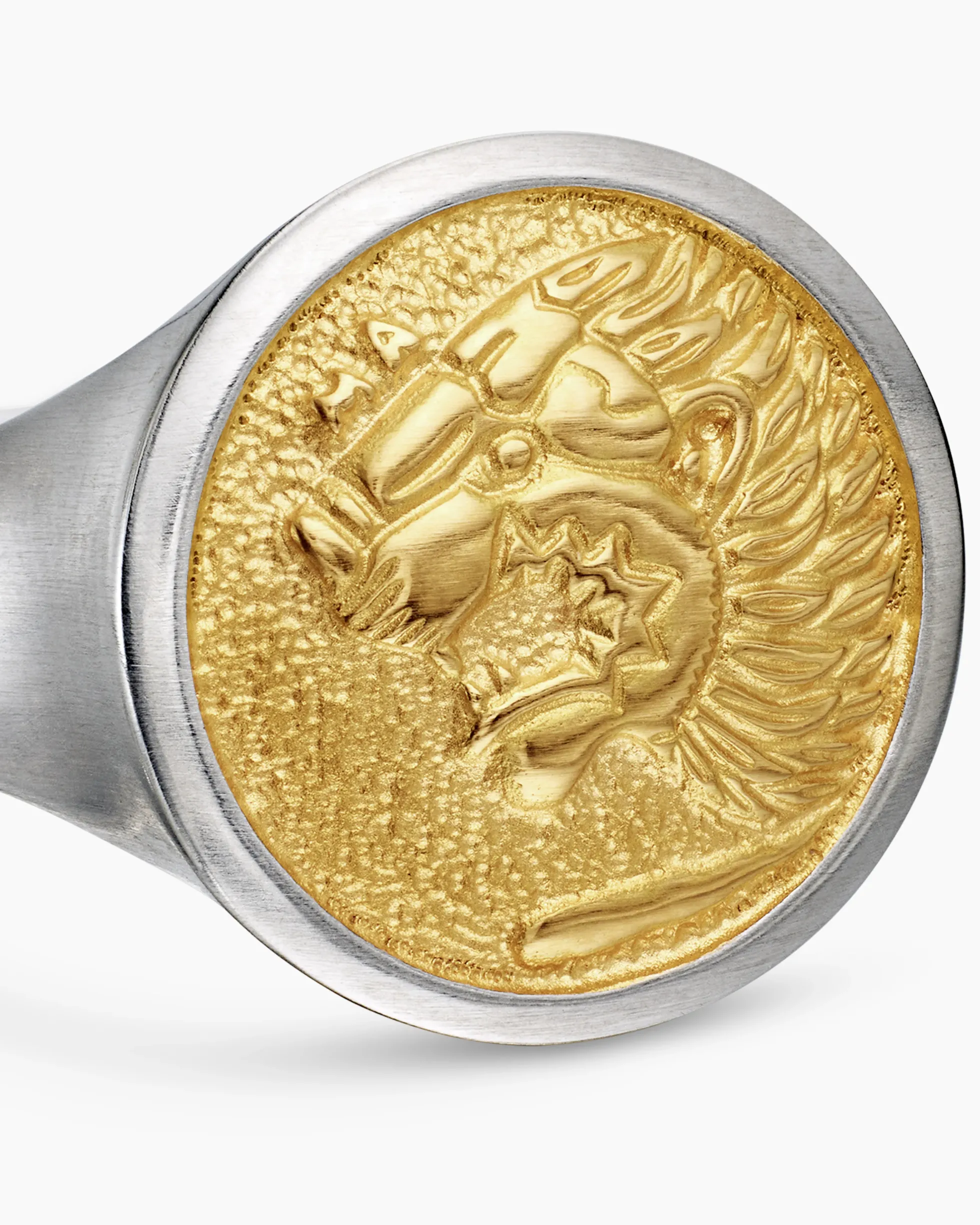 Petrvs® Lion Pinky Ring Sterling Silver with 18K Yellow Gold, 15mm