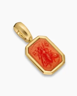 Petrvs® Petite Bee Amulet 18K Yellow Gold with Carnelian, 12.8mm