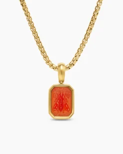 Petrvs® Petite Bee Amulet 18K Yellow Gold with Carnelian, 12.8mm