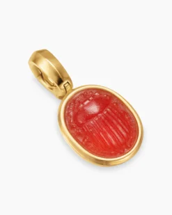 Petrvs® Petite Scarab Amulet 18K Yellow Gold with Carnelian, 12.1mm