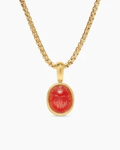 Petrvs® Petite Scarab Amulet 18K Yellow Gold with Carnelian, 12.1mm