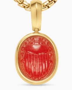 Petrvs® Petite Scarab Amulet 18K Yellow Gold with Carnelian, 12.1mm