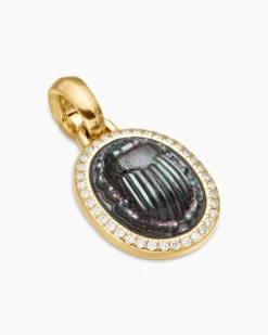 Petrvs® Scarab Amulet 18K Yellow Gold with Black Mother of Pearl and Diamonds, 16.3mm