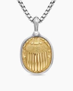 Petrvs® Scarab Amulet Sterling Silver with 18K Yellow Gold, 24mm