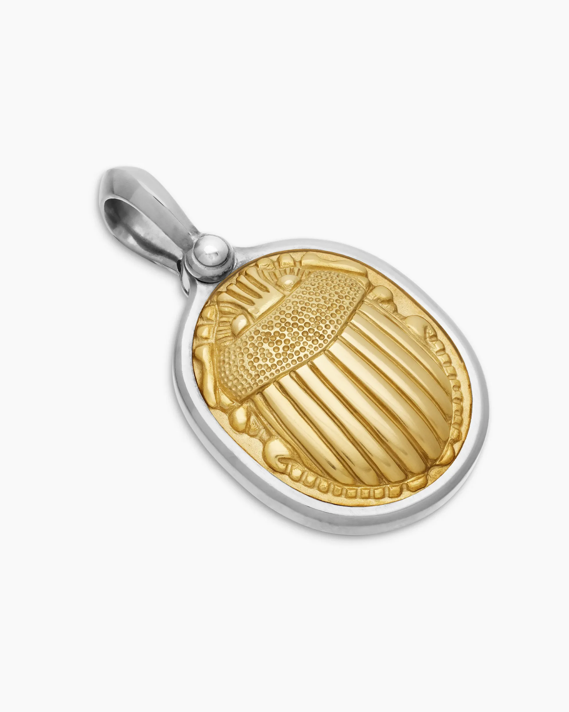 Petrvs® Scarab Amulet Sterling Silver with 18K Yellow Gold, 24mm