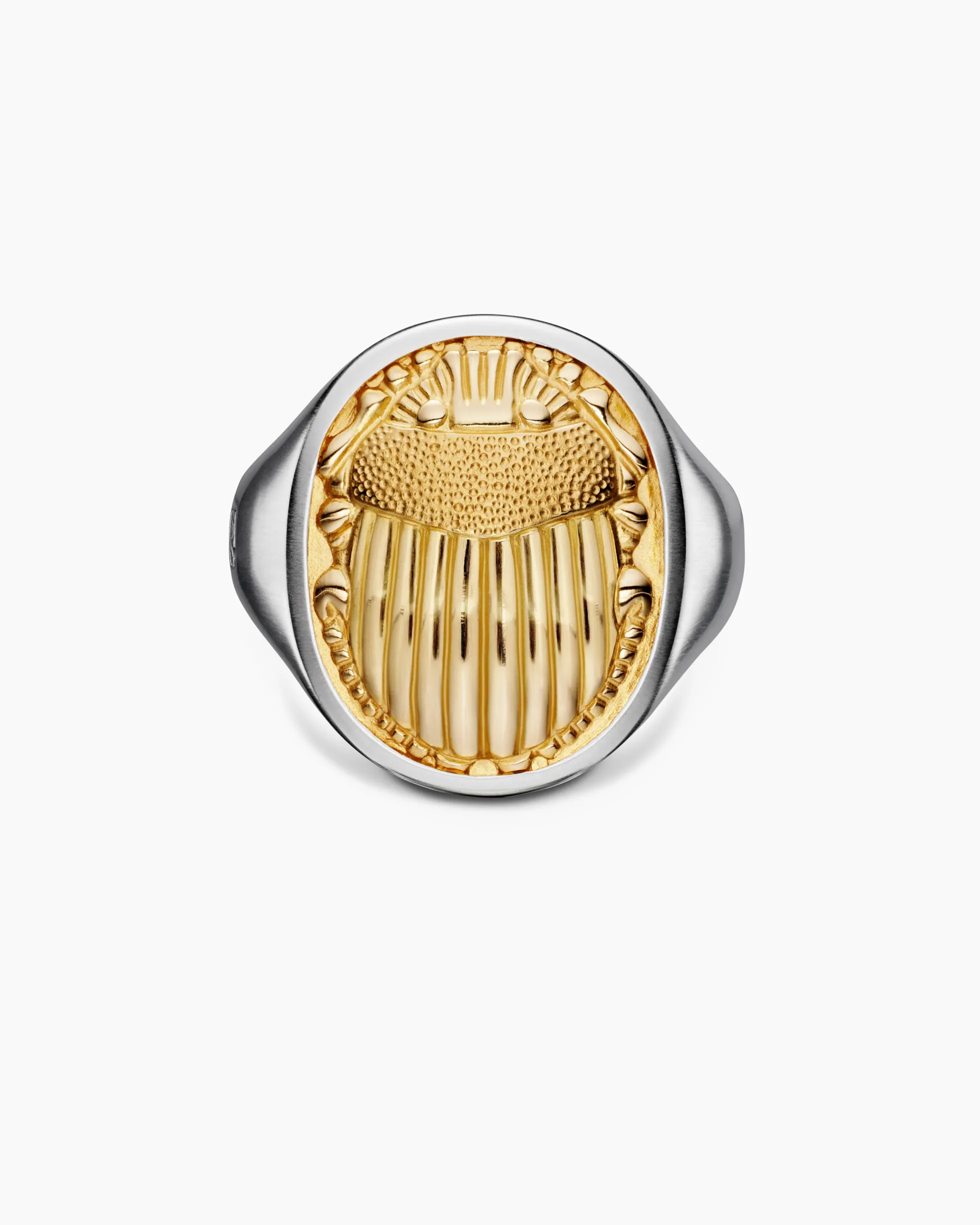 Petrvs® Scarab Signet Ring Sterling Silver with 18K Yellow Gold, 21.5mm