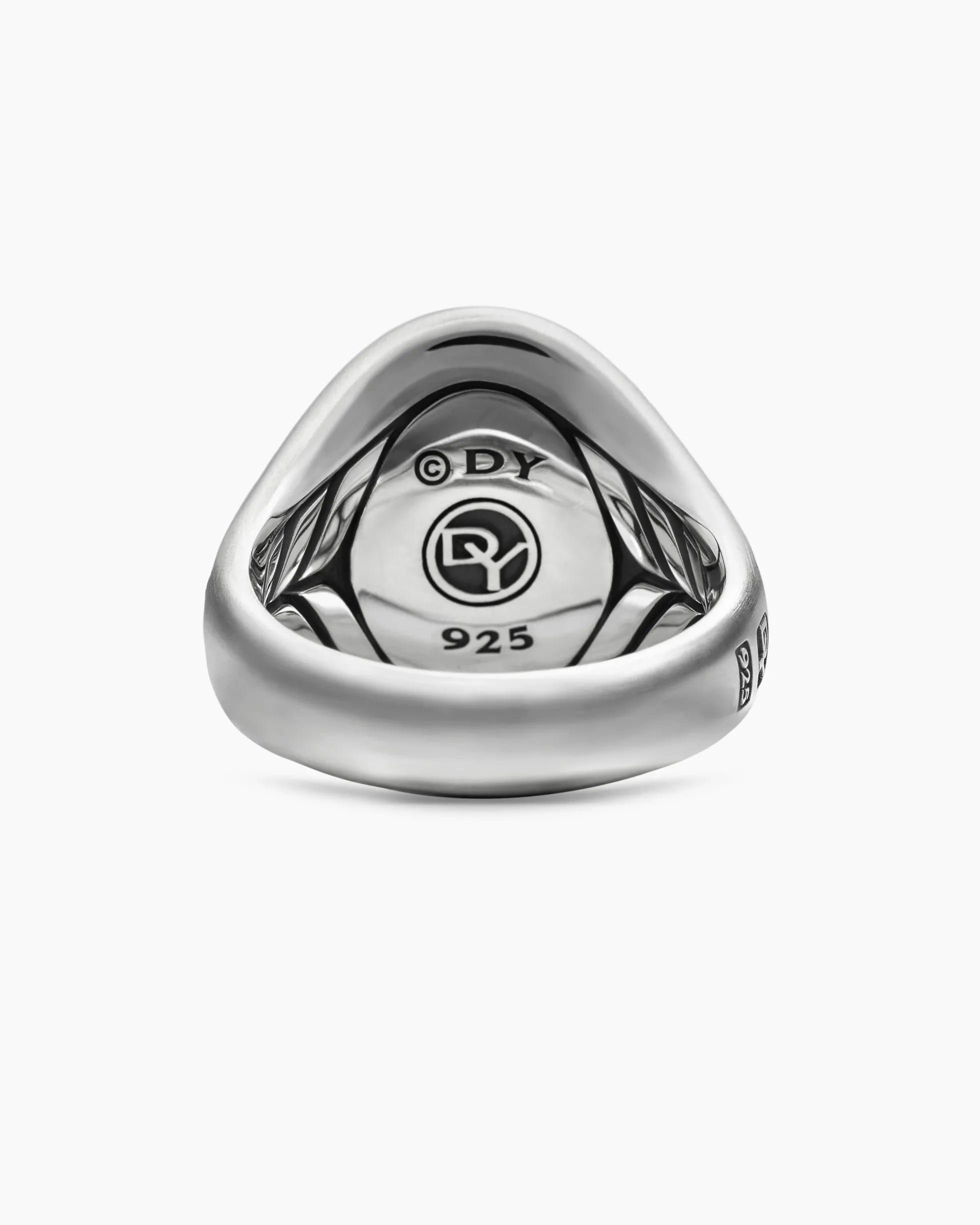 Petrvs® Wolf Signet Ring Sterling Silver with Black Diamonds, 21.5mm