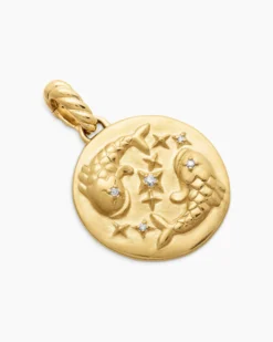 Pisces Amulet 18K Yellow Gold with Diamonds, 19mm