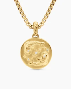 Pisces Amulet 18K Yellow Gold with Diamonds, 19mm