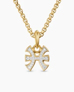 Pisces Amulet 18K Yellow Gold with Diamonds, 15.3mm