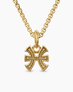 Pisces Amulet 18K Yellow Gold with Diamonds, 15.3mm