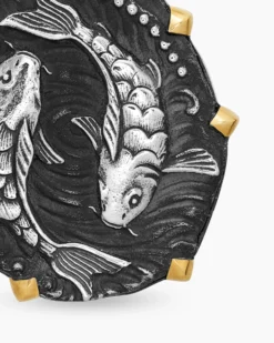 Pisces Amulet Sterling Silver with 18K Yellow Gold, 23mm