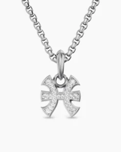 Pisces Amulet Sterling Silver with Diamonds, 15.3mm