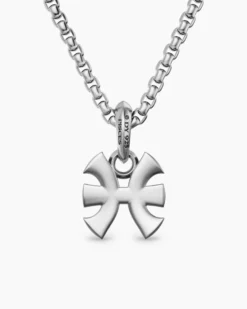 Pisces Amulet Sterling Silver with Diamonds, 15.3mm