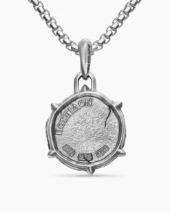 Poseidon Amulet Sterling Silver with 18K Yellow Gold, 26.4mm
