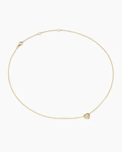 Puffy Heart Pendant Necklace 18K Yellow Gold with Diamonds, 7.8mm