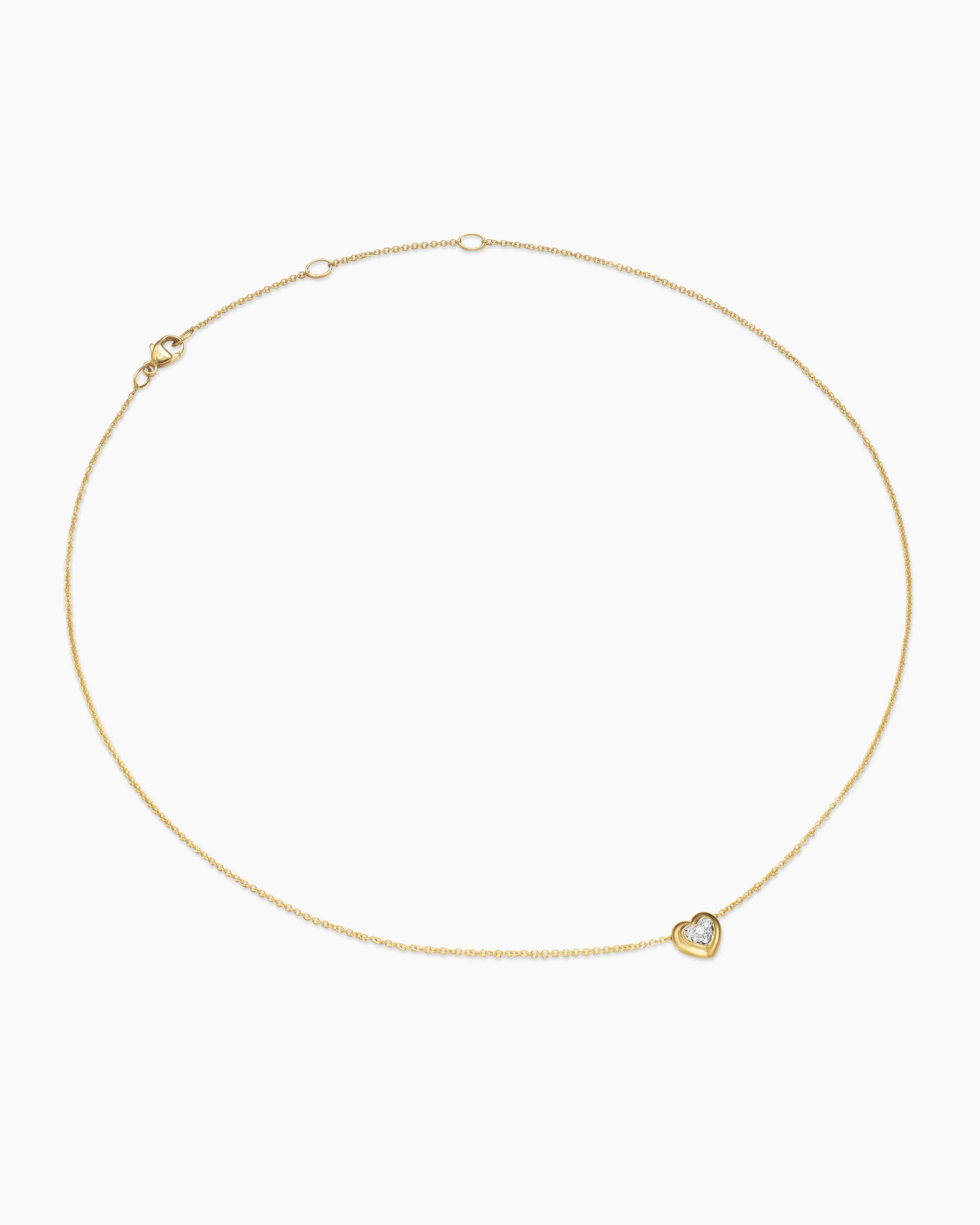 Puffy Heart Pendant Necklace 18K Yellow Gold with Diamonds, 7.8mm