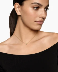 Puffy Heart Pendant Necklace 18K Yellow Gold with Diamonds, 7.8mm
