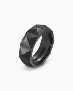 Pyramid Band Ring Black Titanium, 8mm