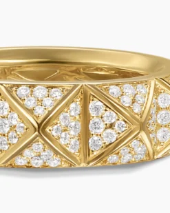 Pyramid Band Ring 18K Yellow Gold with Diamonds, 6.5mm