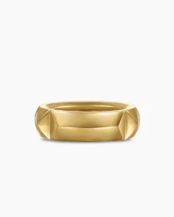 Pyramid Band Ring 18K Yellow Gold with Diamonds, 6.5mm