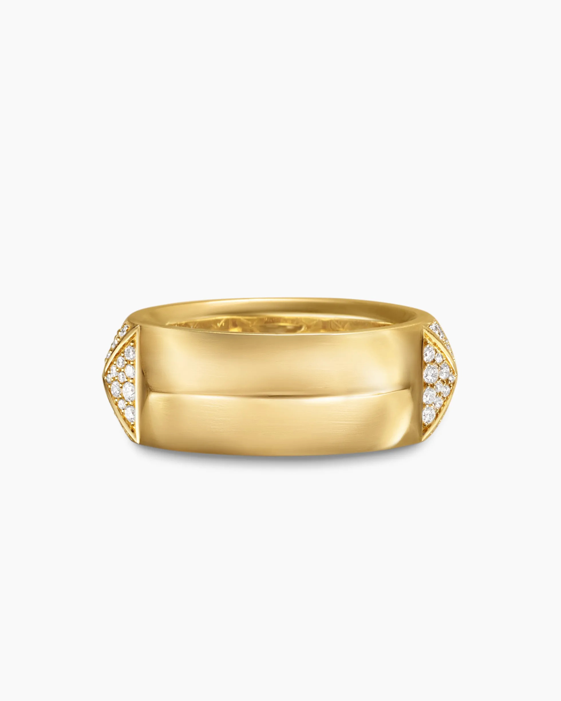 Pyramid Band Ring 18K Yellow Gold with Diamonds, 9mm