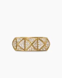 Pyramid Band Ring 18K Yellow Gold with Diamonds, 9mm