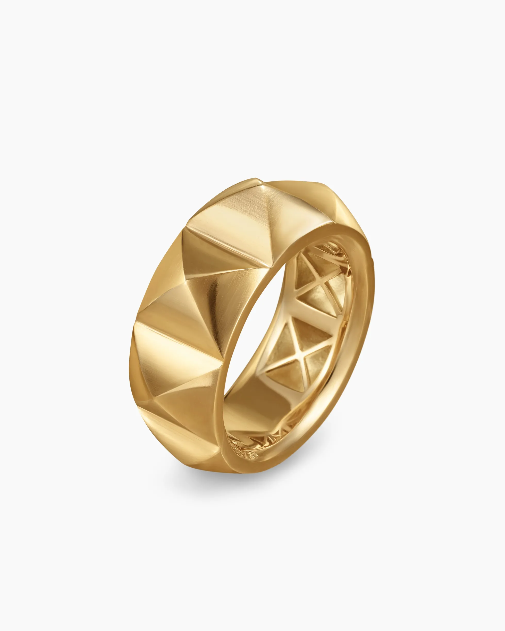 Pyramid Band Ring 18K Yellow Gold, 9mm
