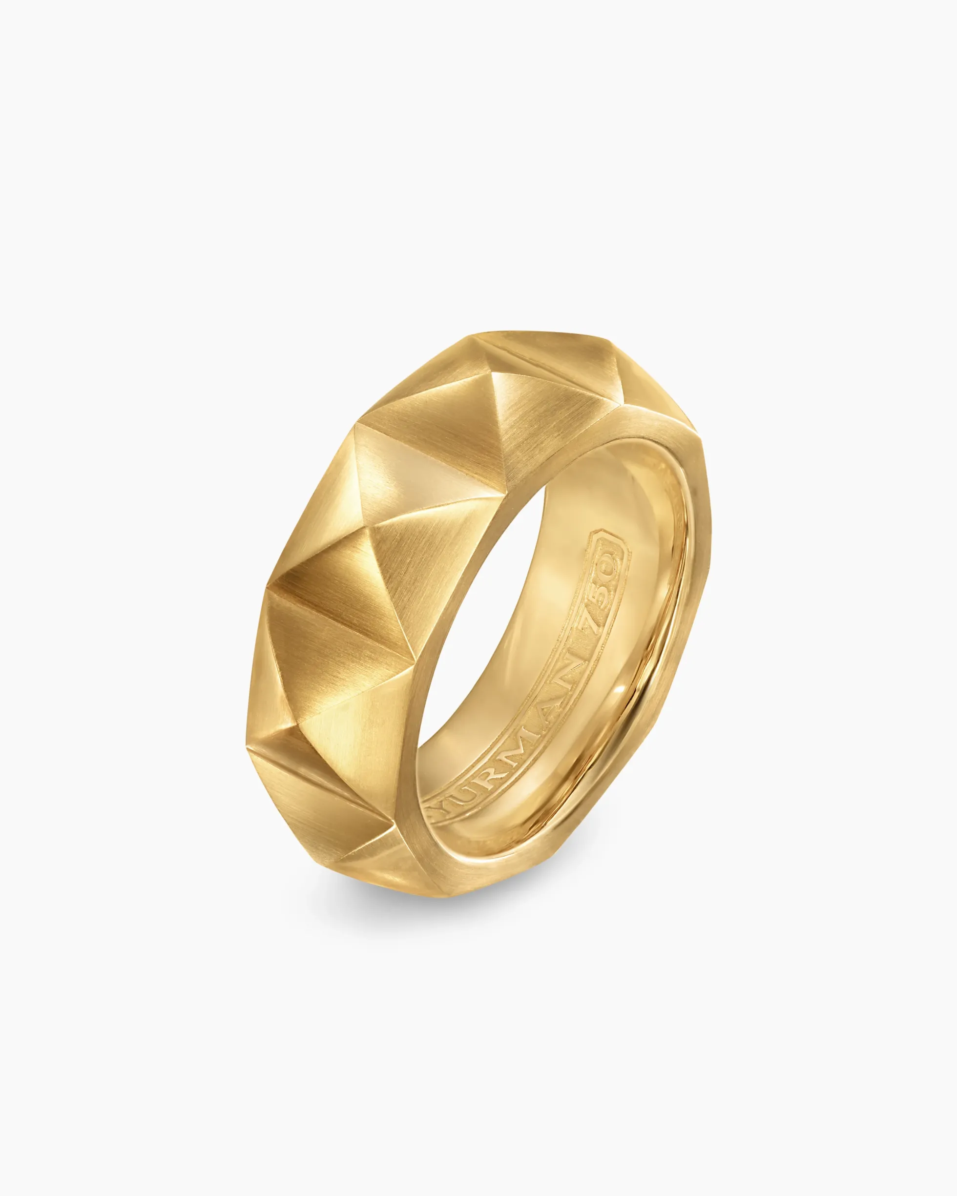 Pyramid Band Ring 18K Yellow Gold, 8mm