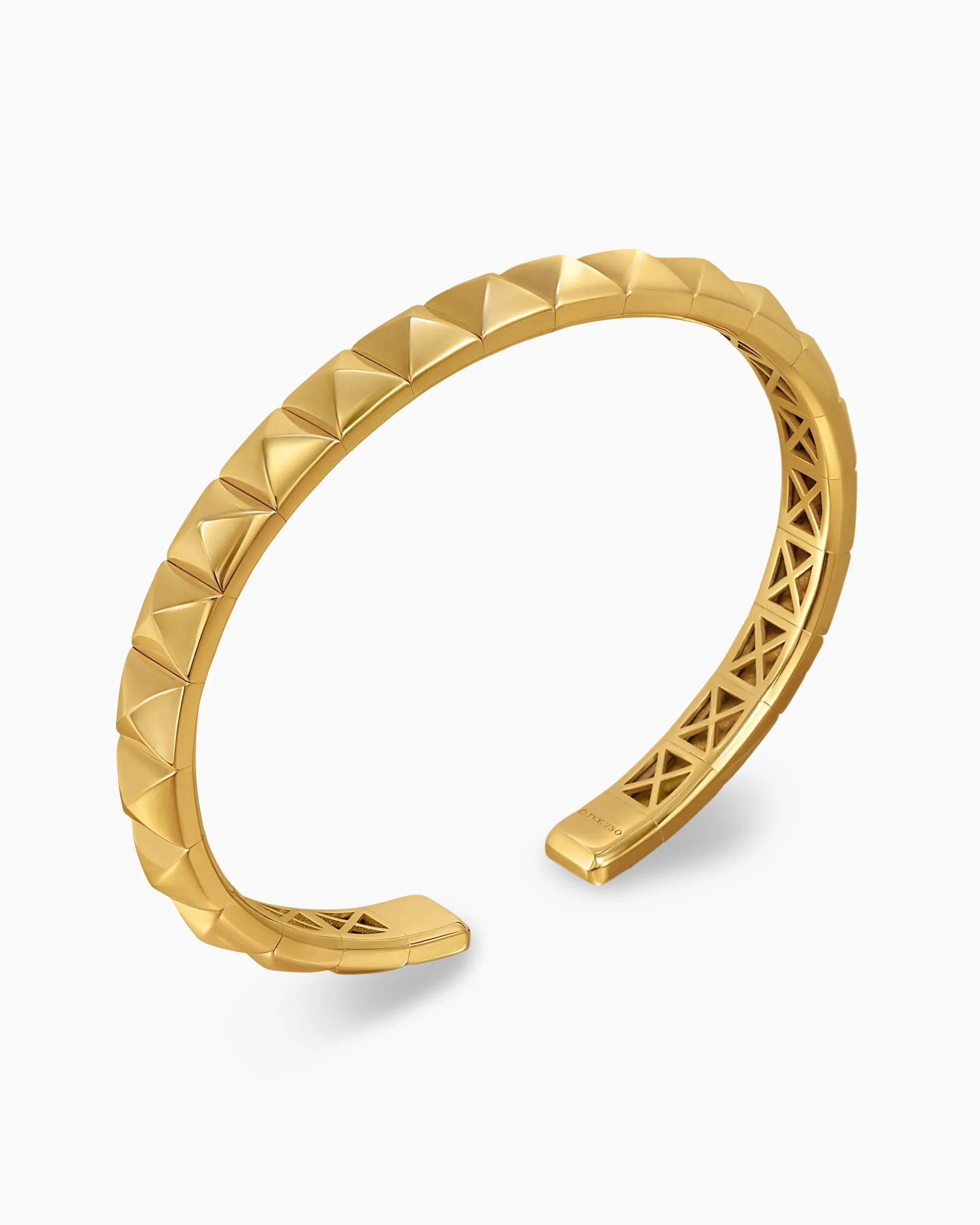 Pyramid Bangle Bracelet 18K Yellow Gold, 6.5mm
