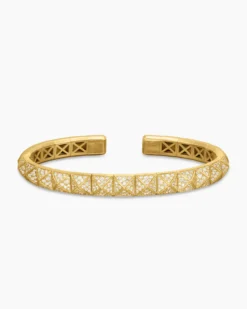 Pyramid Bangle Bracelet 18K Yellow Gold with Diamonds, 6.5mm