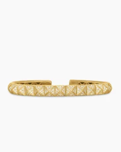Pyramid Bangle Bracelet 18K Yellow Gold with Diamonds, 6.5mm