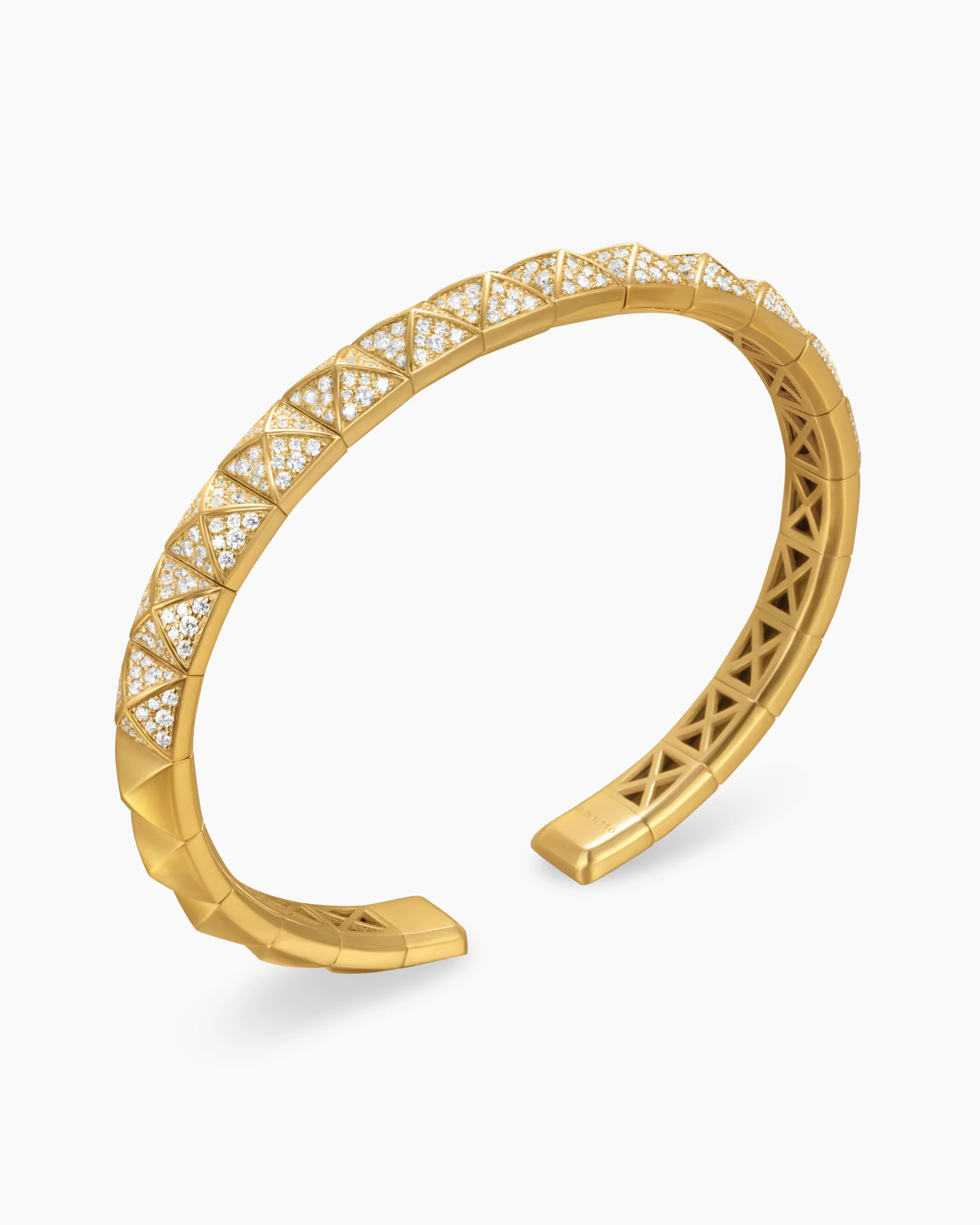 Pyramid Bangle Bracelet 18K Yellow Gold with Diamonds, 6.5mm