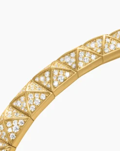Pyramid Bangle Bracelet 18K Yellow Gold with Diamonds, 6.5mm