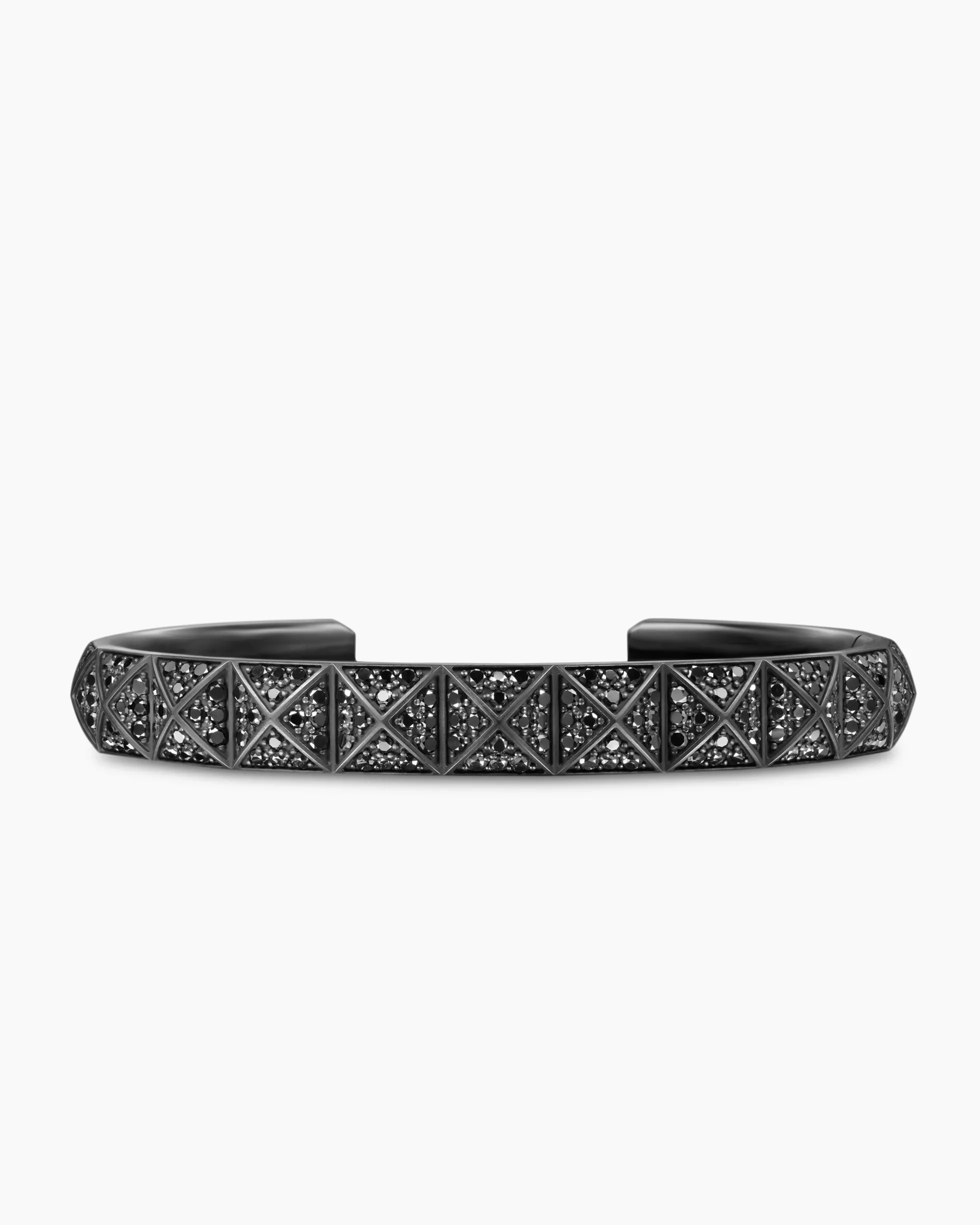 Pyramid Cuff Bracelet Black Titanium with Black Diamonds, 9.3mm