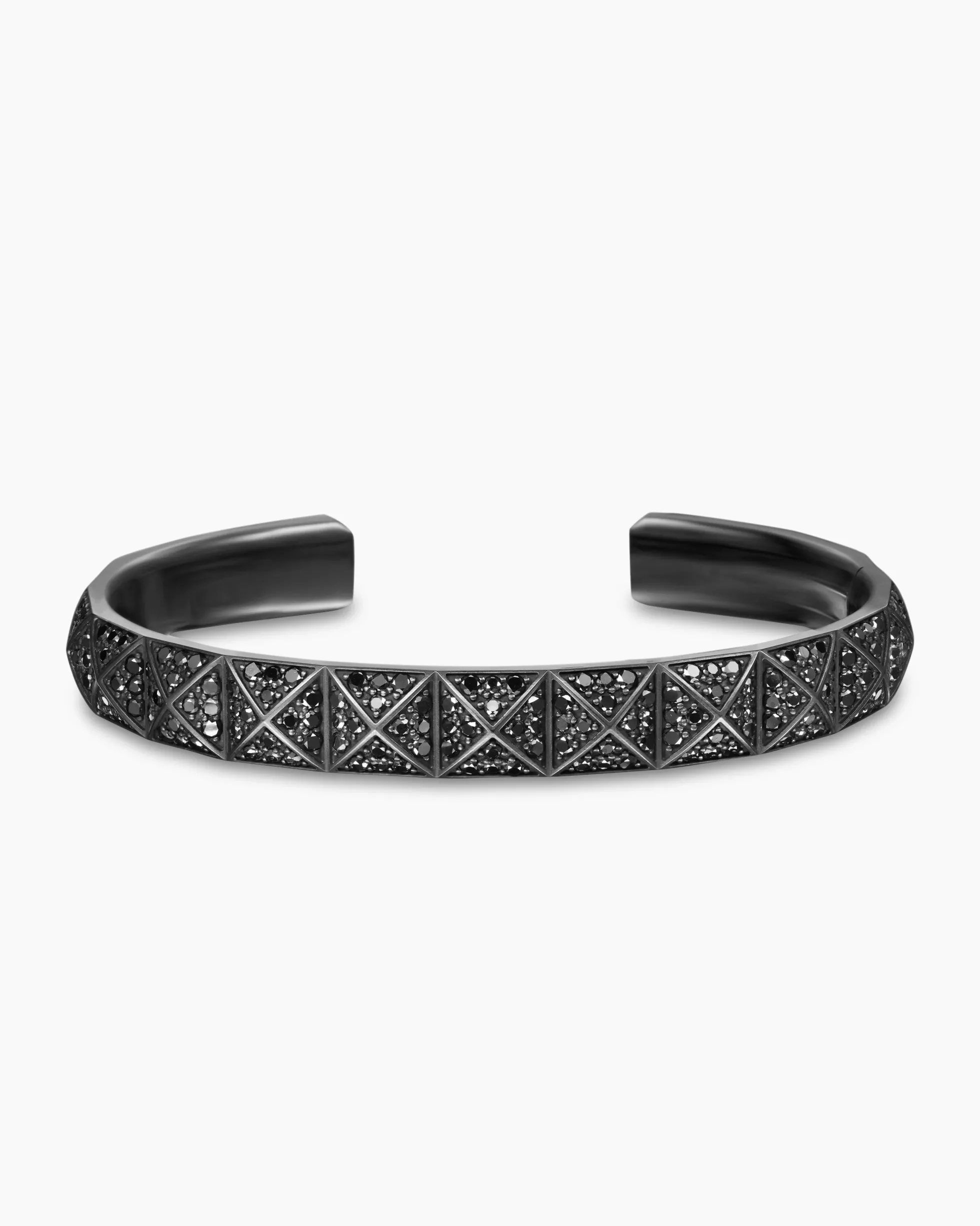 Pyramid Cuff Bracelet Black Titanium with Black Diamonds, 9.3mm