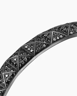 Pyramid Cuff Bracelet Black Titanium with Black Diamonds, 9.3mm