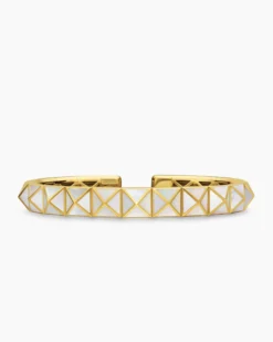 Pyramid Cuff Bracelet 18K Yellow Gold with Mother of Pearl, 8mm