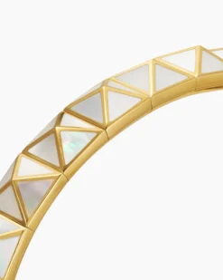 Pyramid Cuff Bracelet 18K Yellow Gold with Mother of Pearl, 8mm