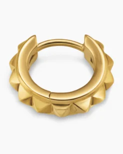 Pyramid Hoop Earrings 18K Yellow Gold, 3.8mm