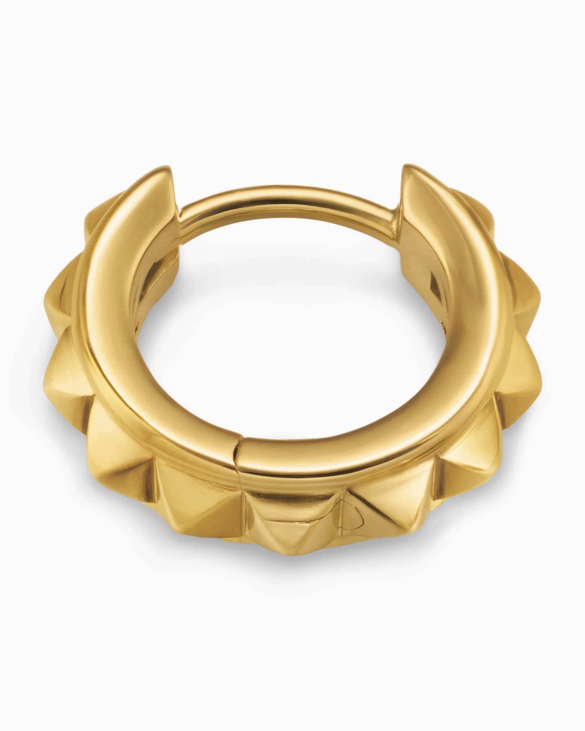 Pyramid Hoop Earrings 18K Yellow Gold, 3.8mm