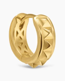 Pyramid Hoop Earrings 18K Yellow Gold, 3.8mm