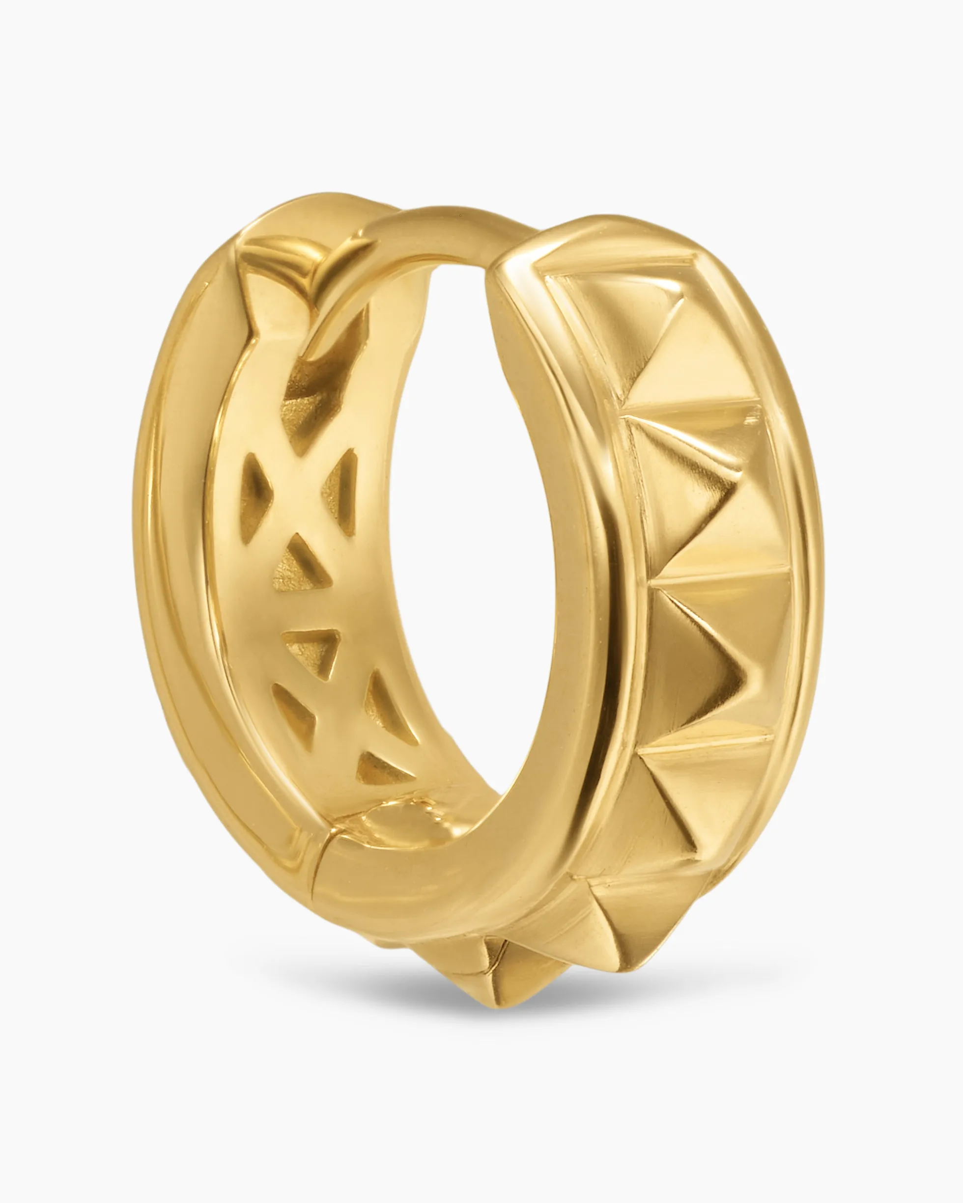 Pyramid Hoop Earrings 18K Yellow Gold, 3.8mm