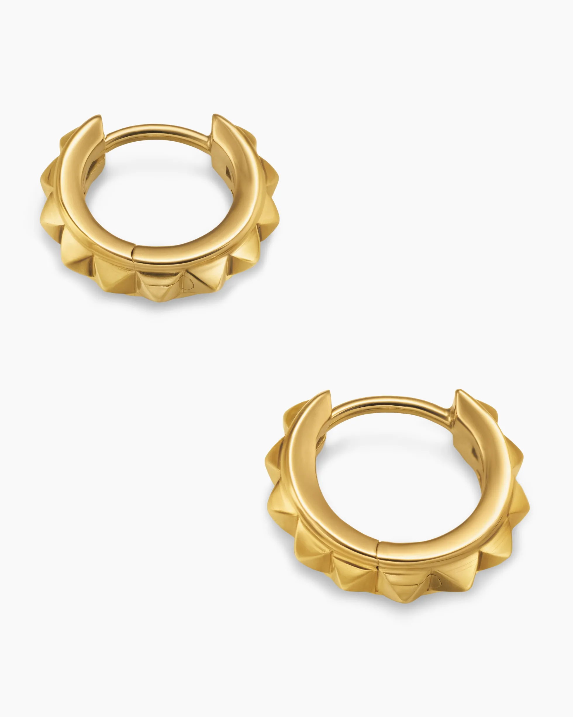 Pyramid Hoop Earrings 18K Yellow Gold, 3.8mm