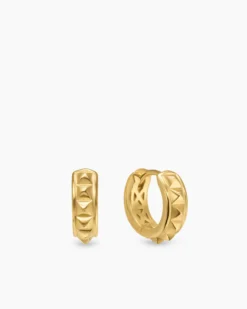 Pyramid Hoop Earrings 18K Yellow Gold, 3.8mm