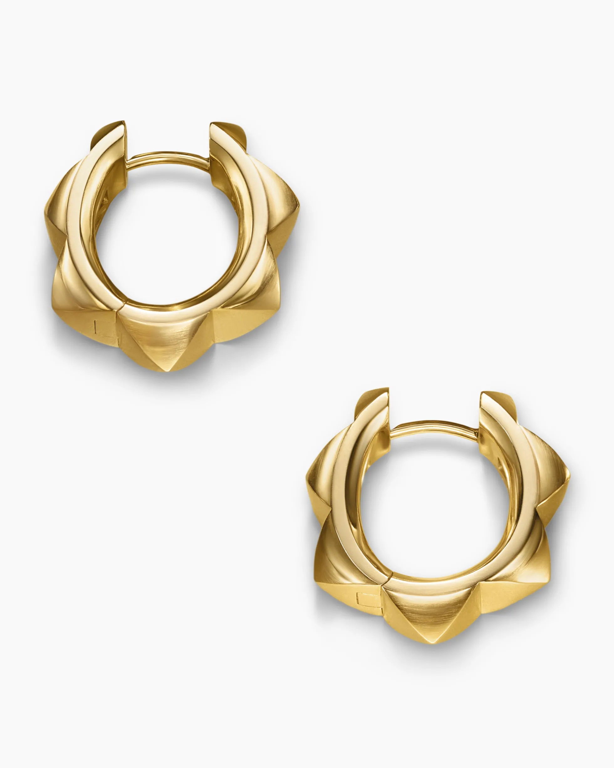 Pyramid Hoop Earrings 18K Yellow Gold, 18.7mm